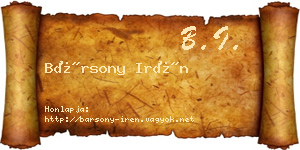 Bársony Irén névjegykártya